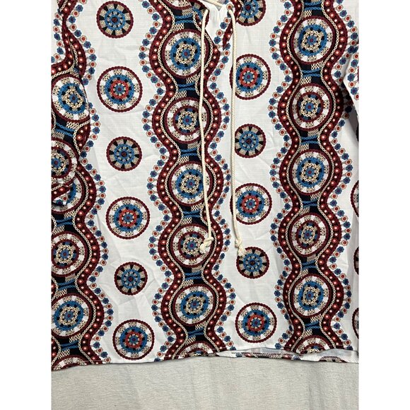 Bohemian 2XLTop Vibrant Medallion Lace-Up Front 1/2 Sleeves Light Breathable - Picture 6 of 16